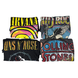 Lot Of 4 Band T Shirts S / M Mens Nirvana Kid Rock Guns Roses Rolling Stones